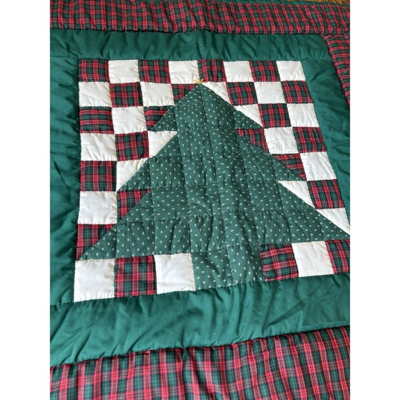 Vintage Handmade Patchwork Quilt Block Christmas Tree New 32"x32" - Picture 2 of 8